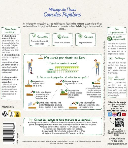 Mélanges de fleurs - Coin des Papillons - 25 M² - Mélange de fleurs - MEDIA_PACKAGING_VERSO